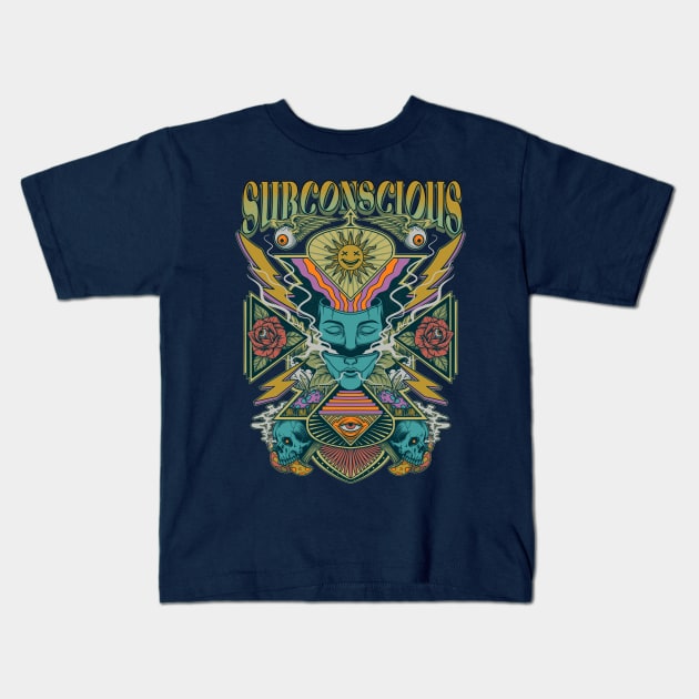 Subconscious Psychedelic Artwork Kids T-Shirt by Tonymidi Artworks Studio